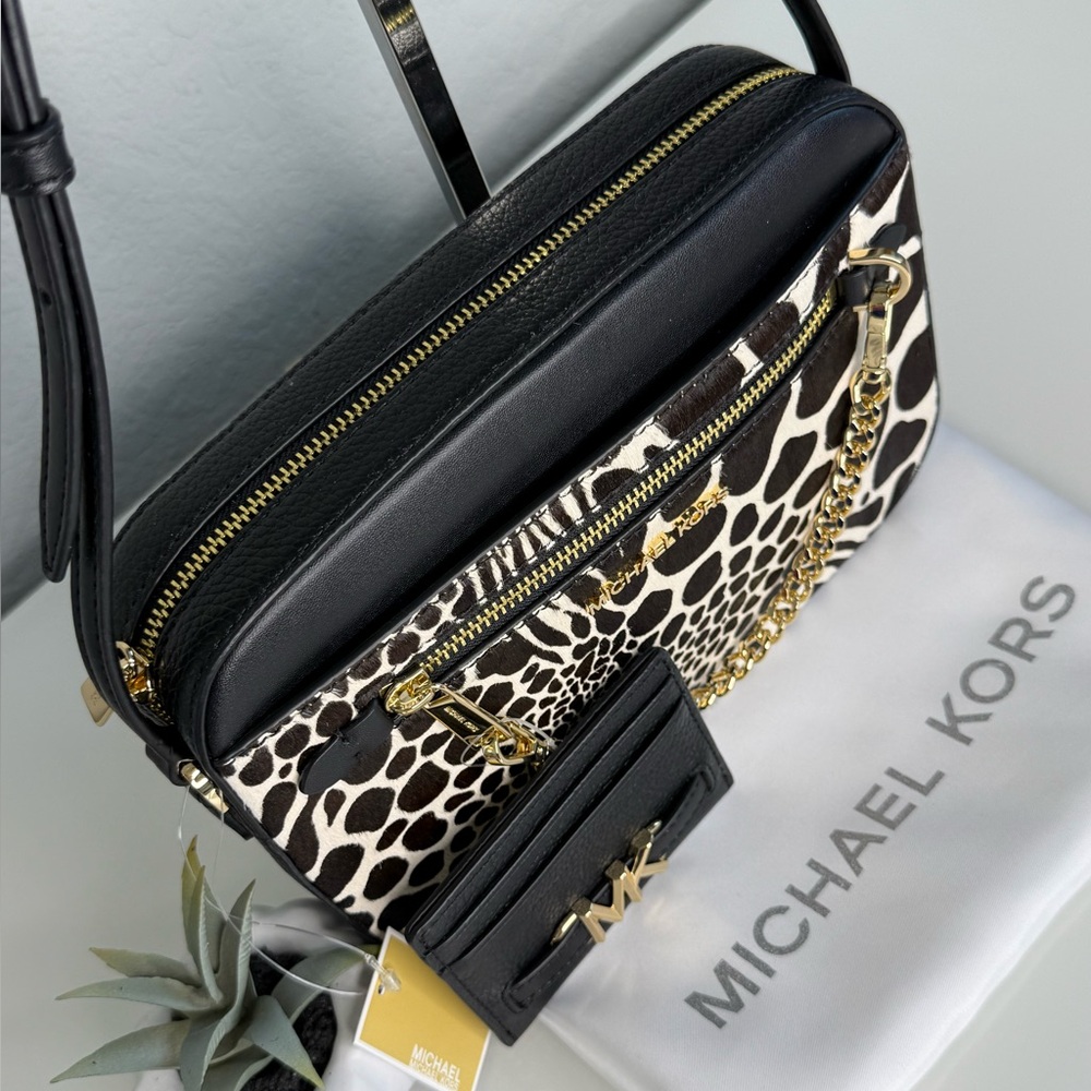 3pcs MICHAEL KORS EW Chain Crossbody Bag, Large Reed Card Holder & Dust Bag NWT - Picture 3 of 14